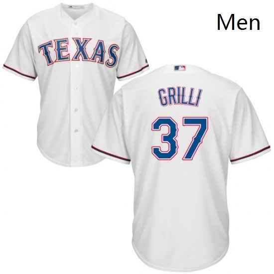 Mens Majestic Texas Rangers 37 Jason Grilli Replica White Home Cool Base MLB Jersey